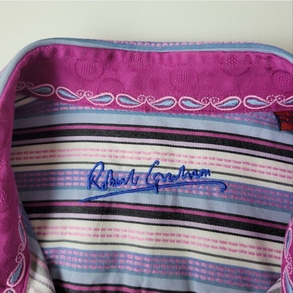 Robert Graham Striped Button Down Shirt Long Sleeve M - Picture 7 of 12